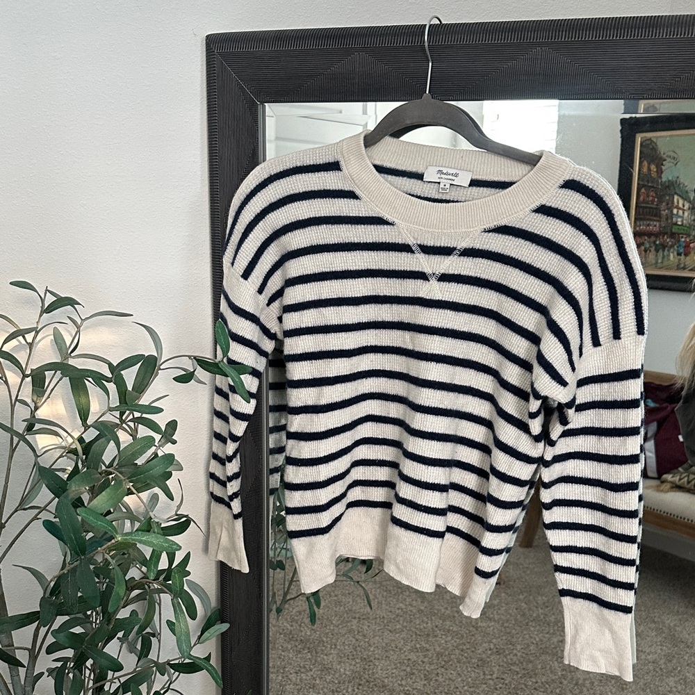 Madewell Navy and Cream Striped Sweater